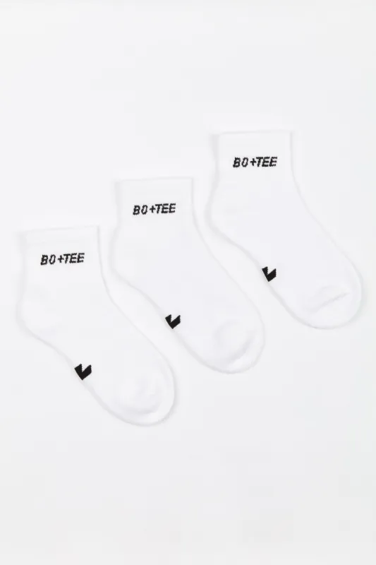 Comfort - Branded Ankle Socks Multipack in White sold by Bo + Tee