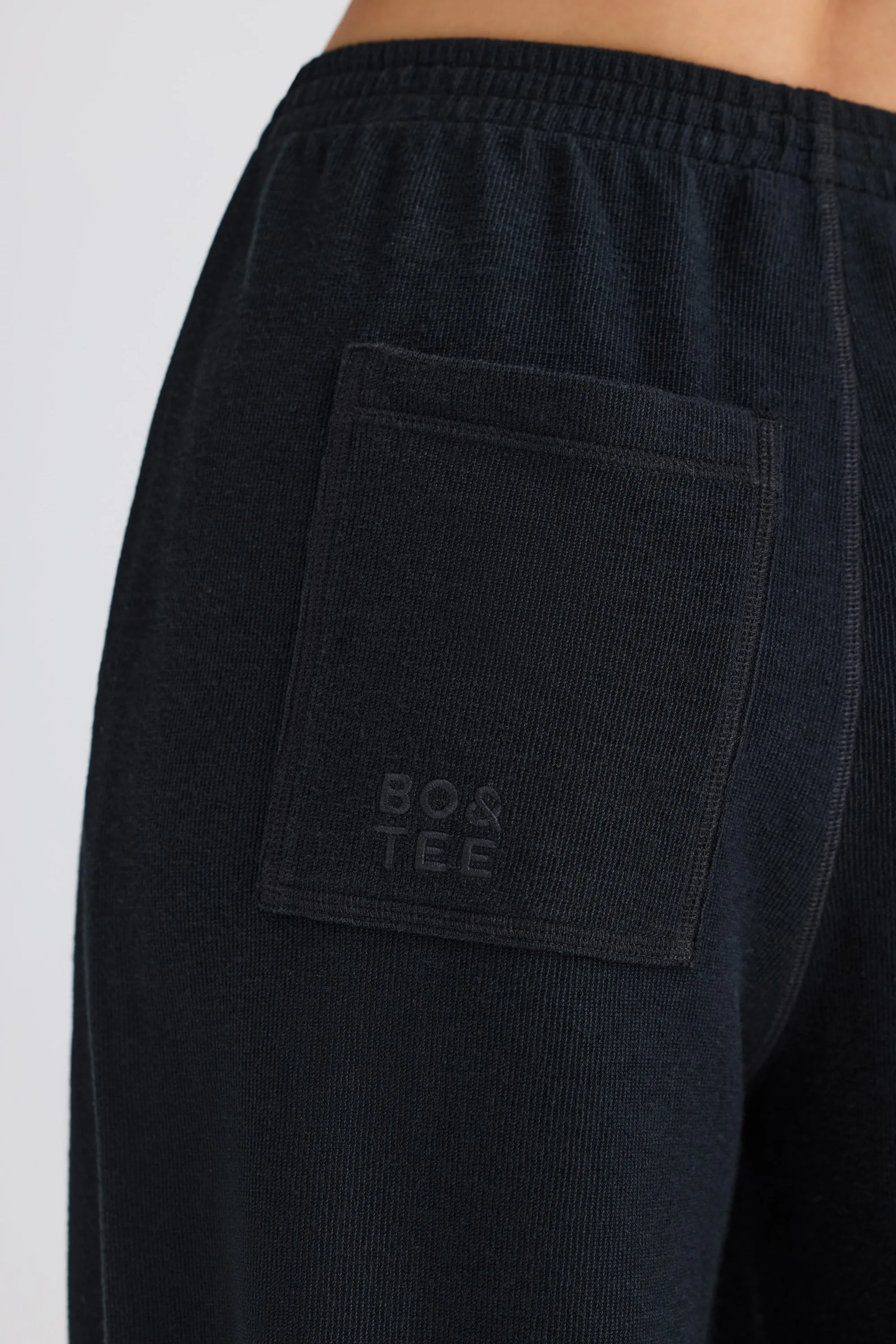 Textured Cotton Jersey Straight-Leg Joggers in Black sold by Bo + Tee product image thumbnail 4