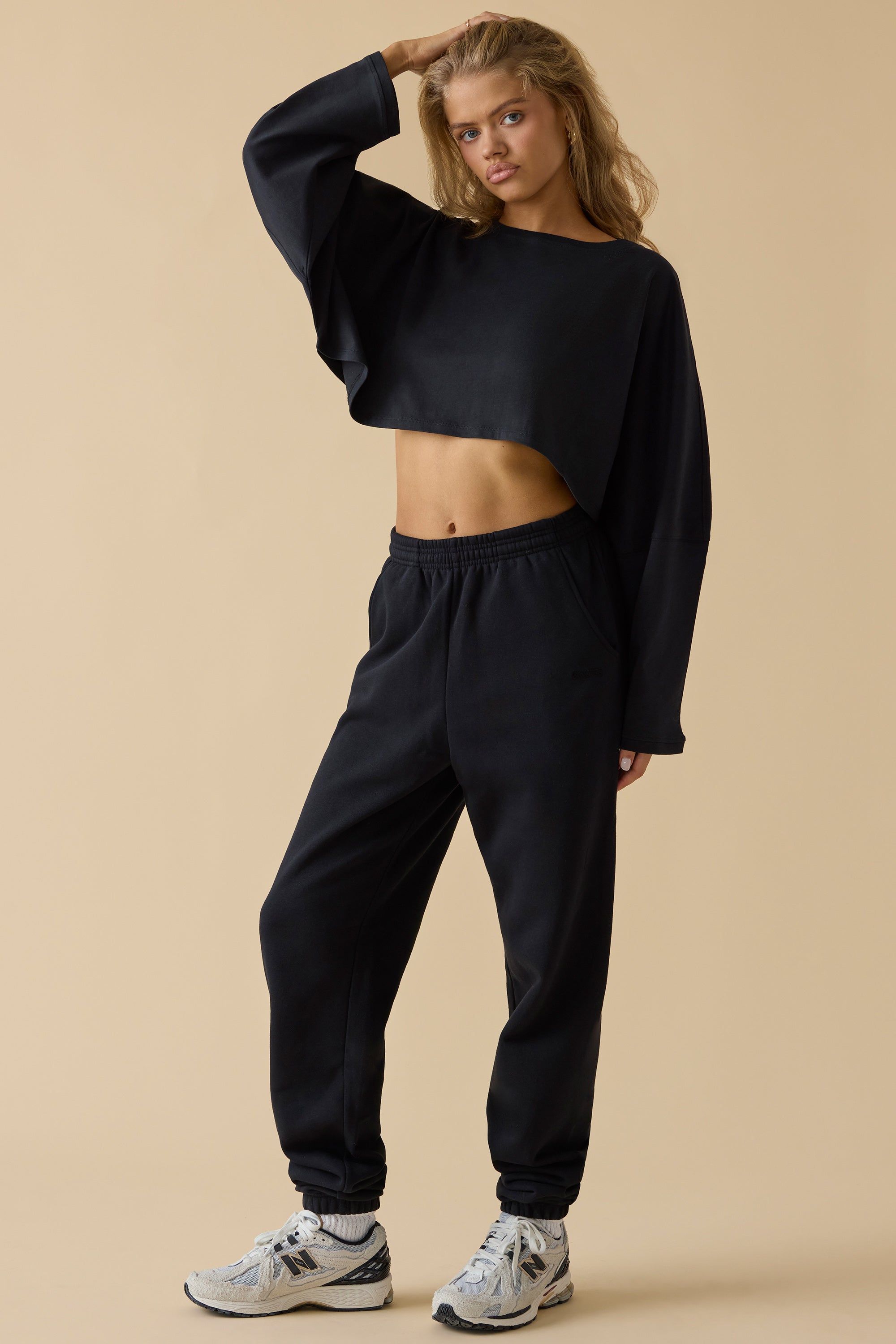 Calm - Oversized Long Sleeve Crop Top in Black sold by Bo + Tee product image thumbnail 6