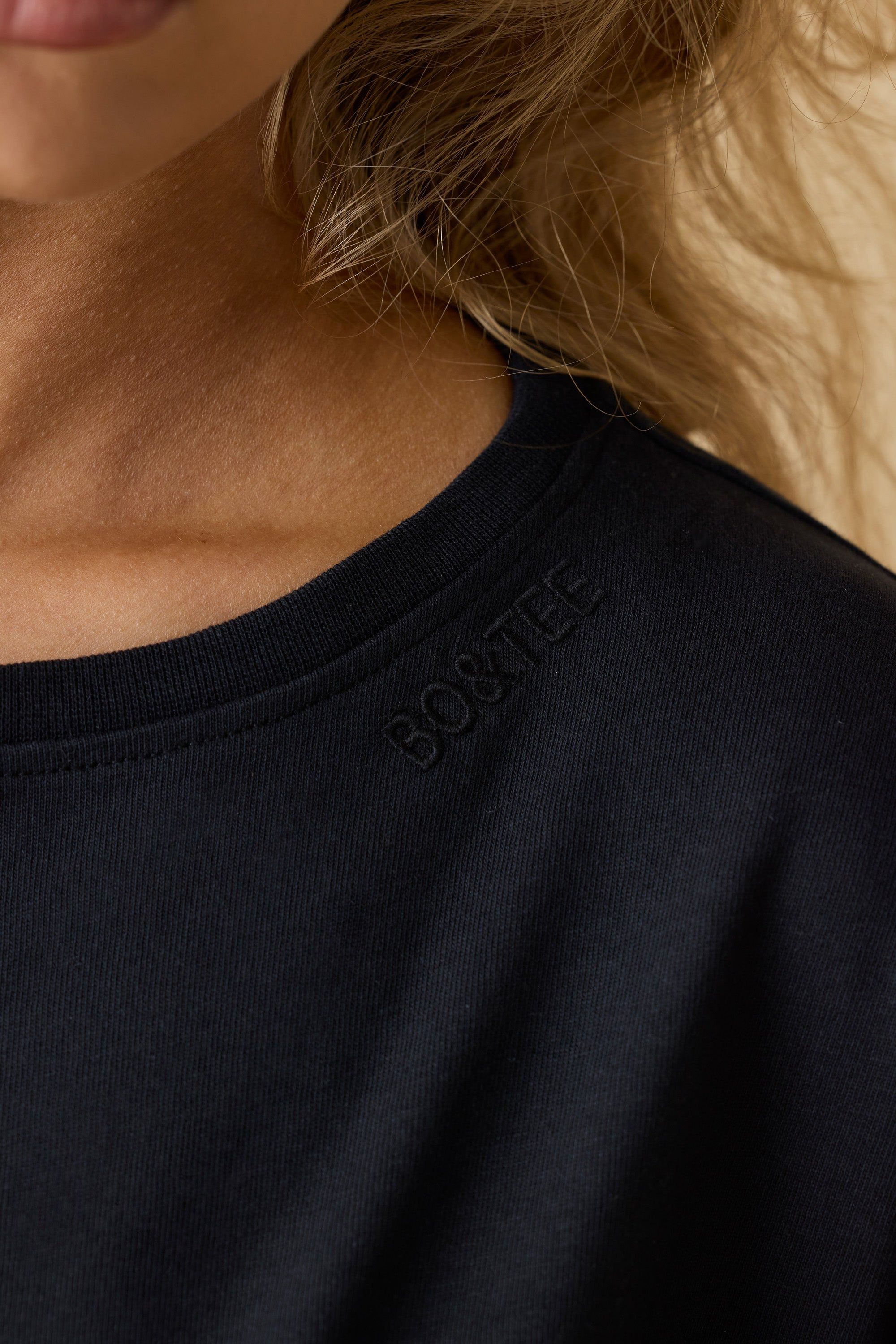 Calm - Oversized Long Sleeve Crop Top in Black sold by Bo + Tee product image thumbnail 4