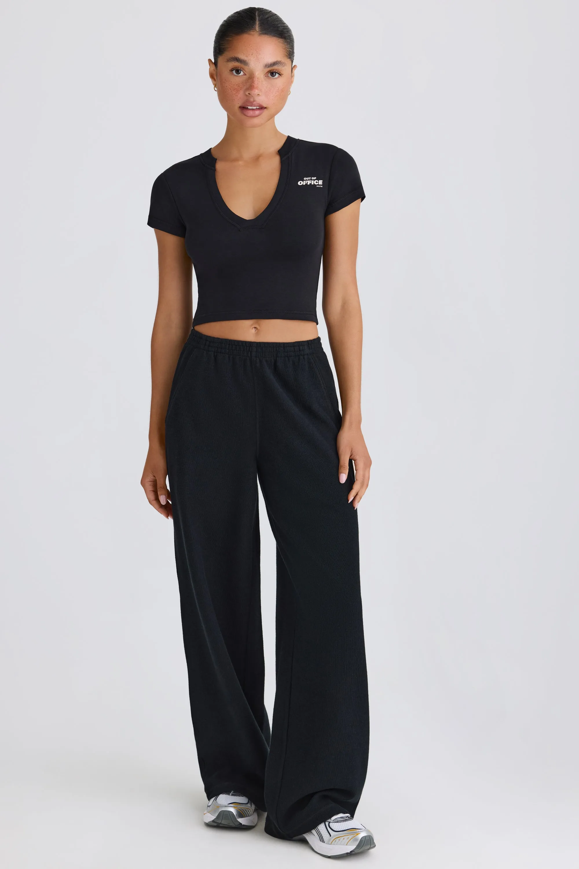 Textured Cotton Jersey Straight-Leg Joggers in Black sold by Bo + Tee product image thumbnail 5