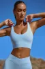 Accomplish - Plunge Neck Open Back FlexiRib Sports Bra in Sky Blue sold by Bo + Tee