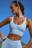 Accomplish - Plunge Neck Open Back FlexiRib Sports Bra in Sky Blue sold by Bo + Tee
