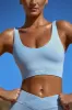 Accomplish - Plunge Neck Open Back FlexiRib Sports Bra in Sky Blue sold by Bo + Tee