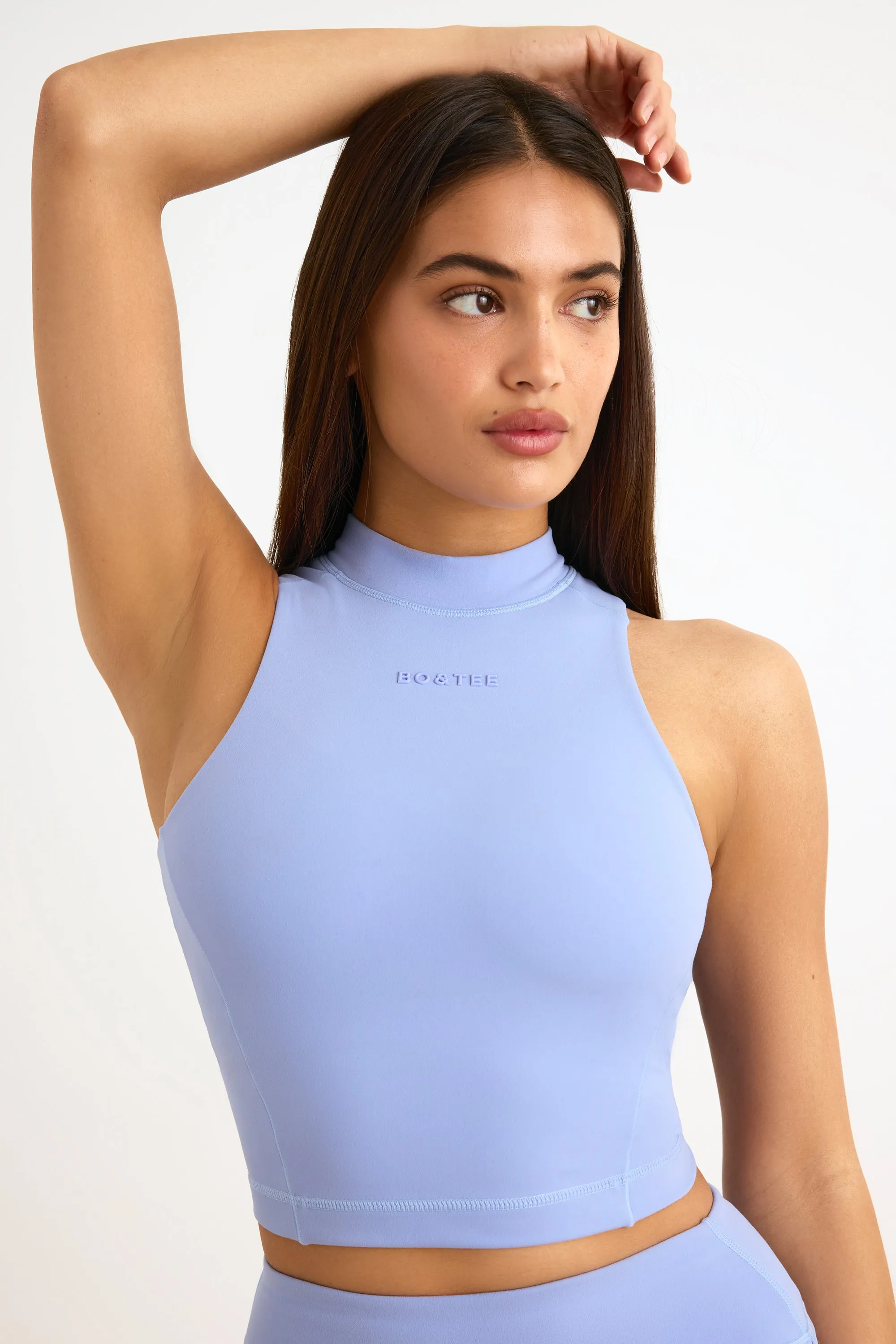 Soft Active High-Neck Tank Top in Lavender Blue sold by Bo + Tee