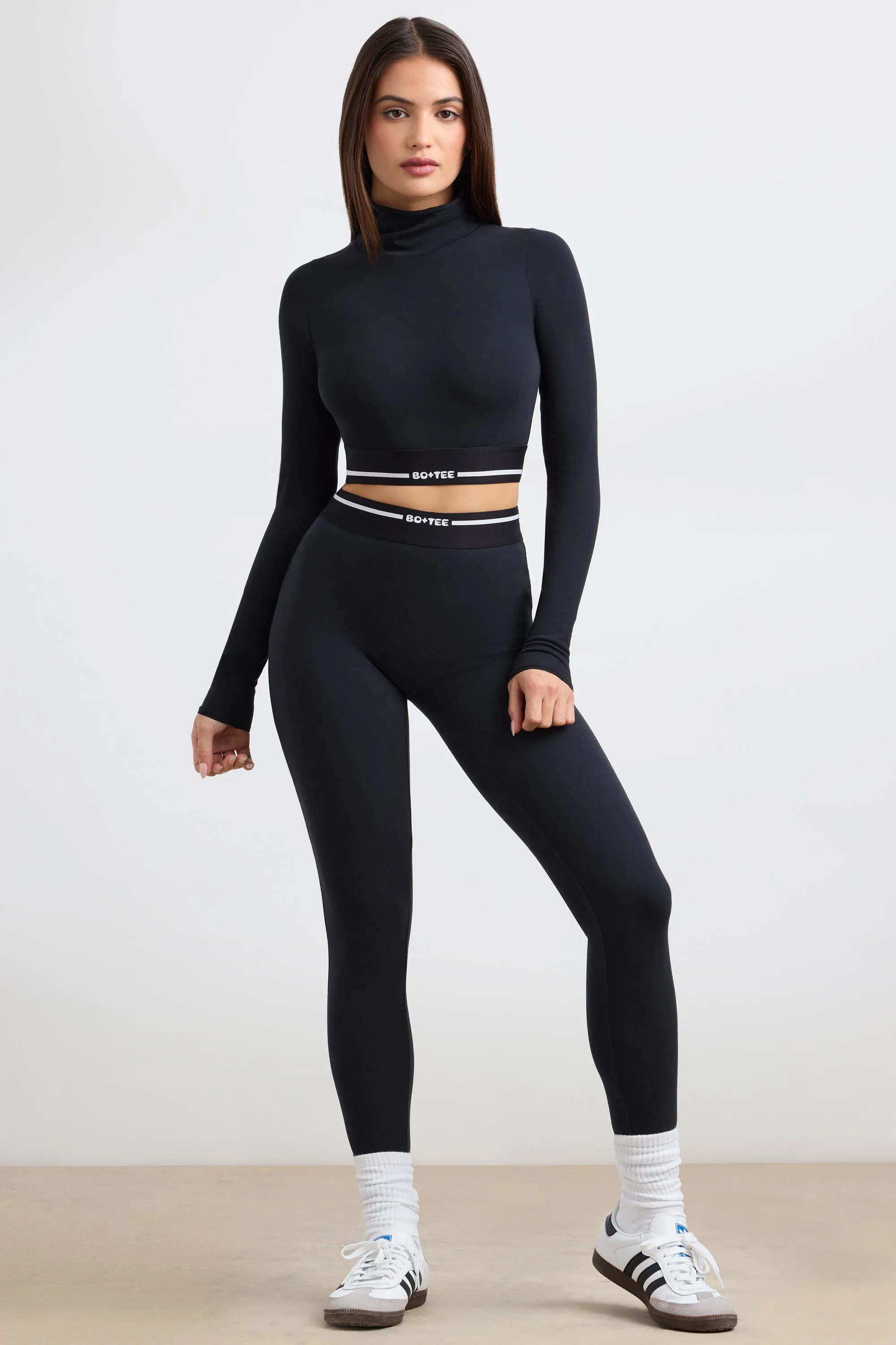 Backless Turtleneck Long-Sleeve Crop Top in Black sold by Bo + Tee product image thumbnail 5