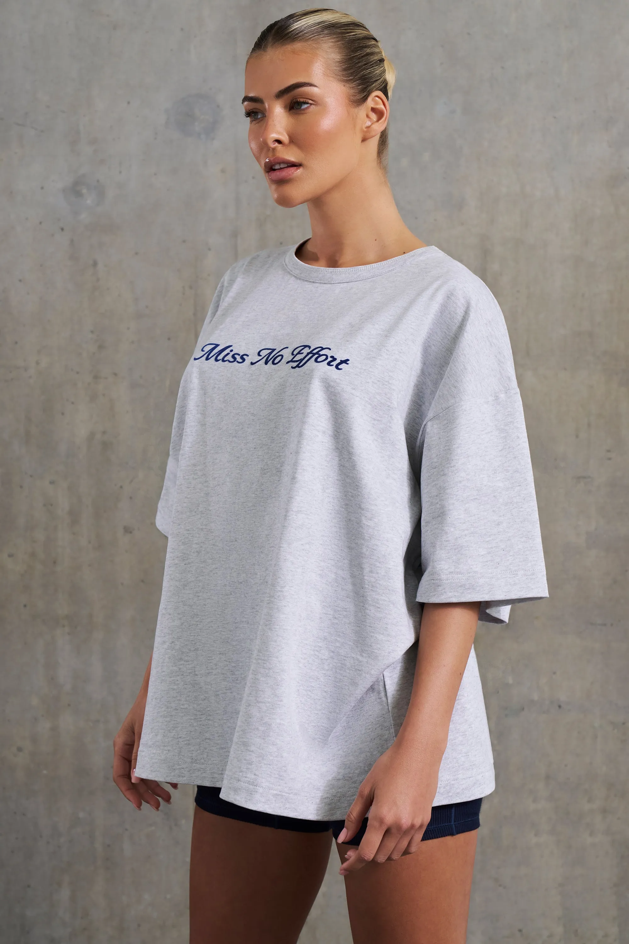 No Effort - Oversized Slogan T-Shirt in Heather Grey sold by Bo + Tee product image thumbnail 2