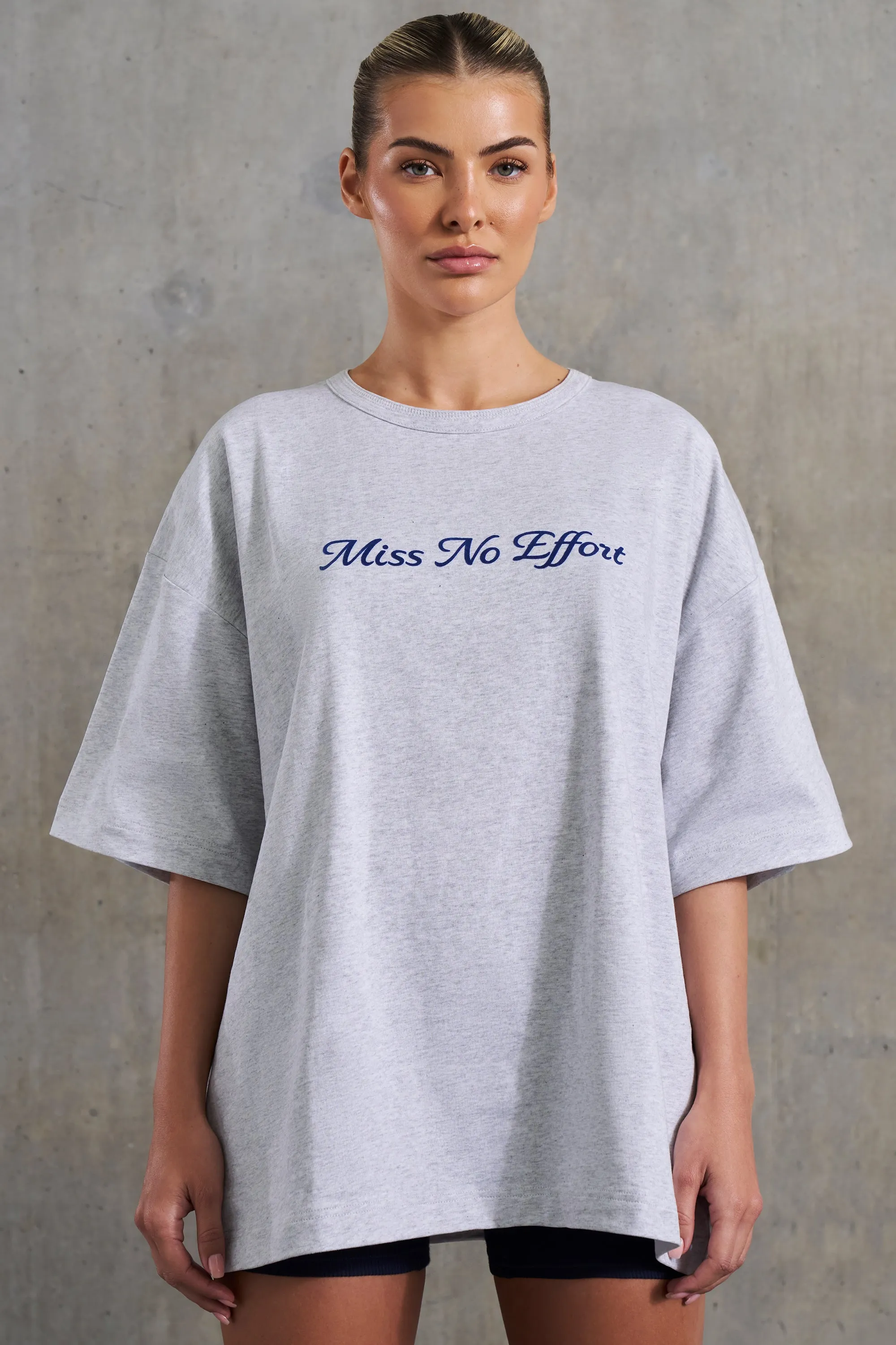 No Effort - Oversized Slogan T-Shirt in Heather Grey sold by Bo + Tee