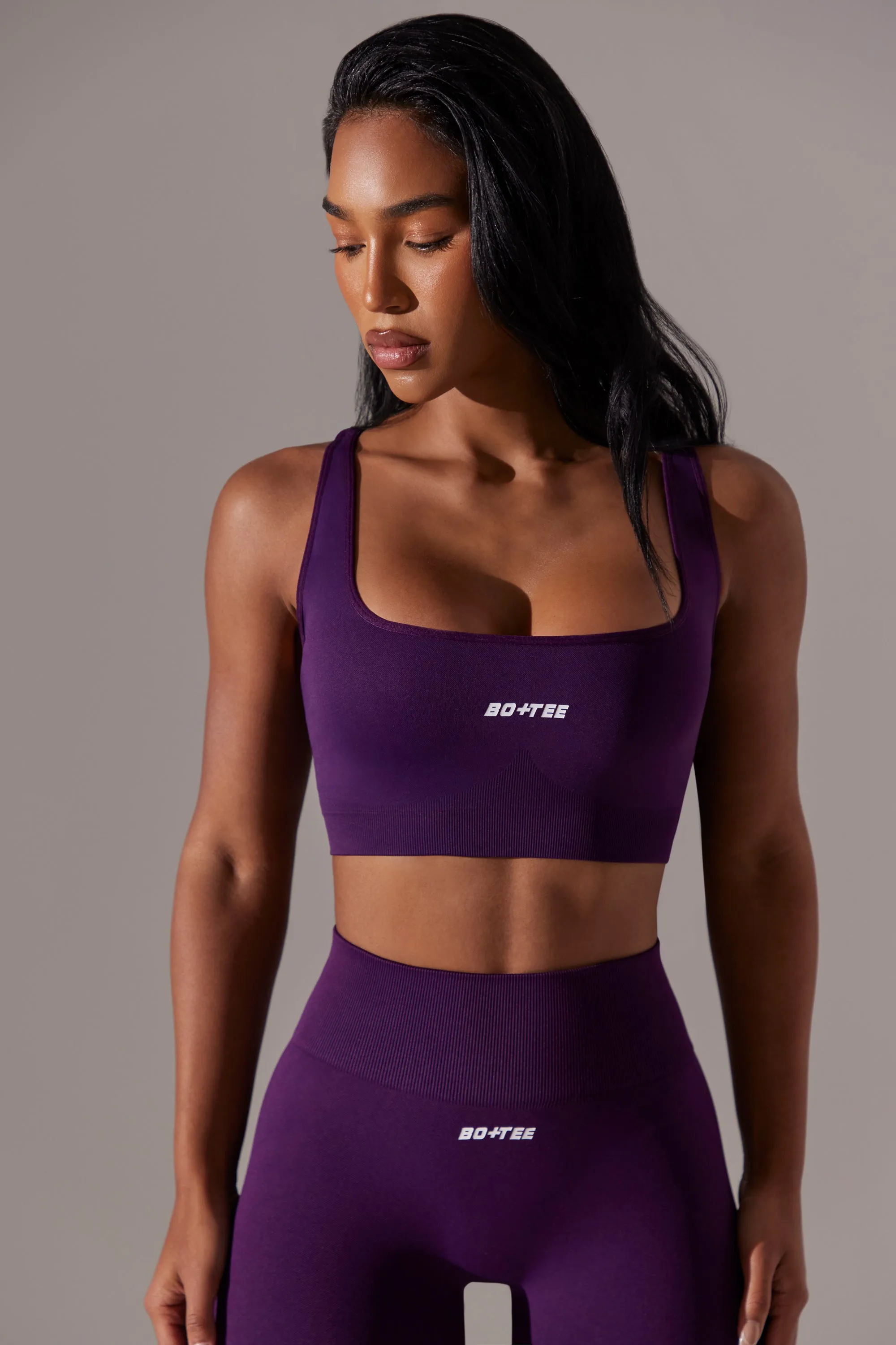 Ardour - Open Back Square Neck Sports Bra in Purple sold by Bo + Tee product image thumbnail 4