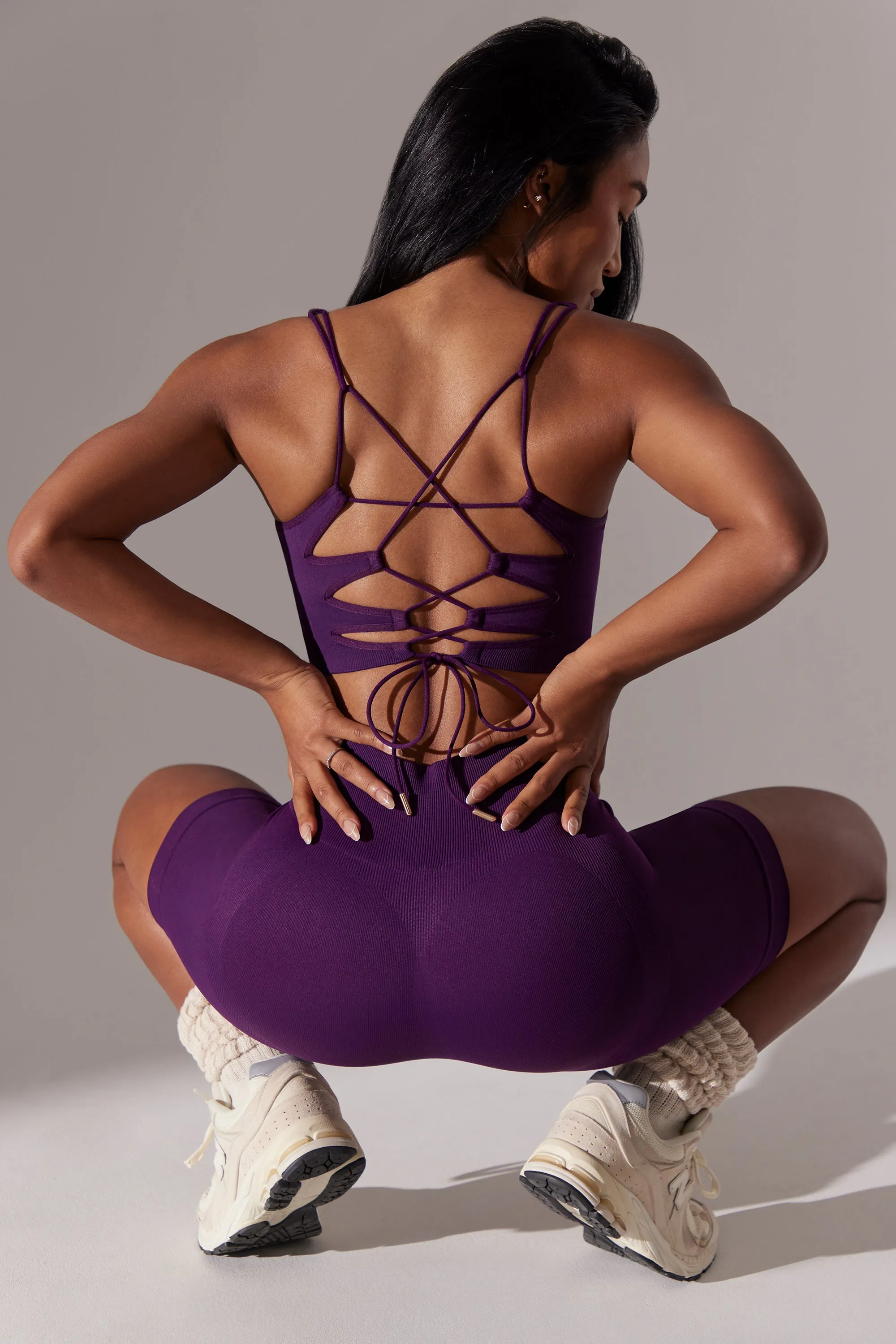 Ardour - Open Back Square Neck Sports Bra in Purple sold by Bo + Tee