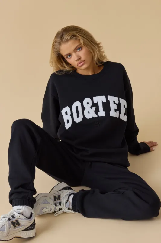 Oversized Crew-Neck Sweatshirt in Black sold by Bo + Tee