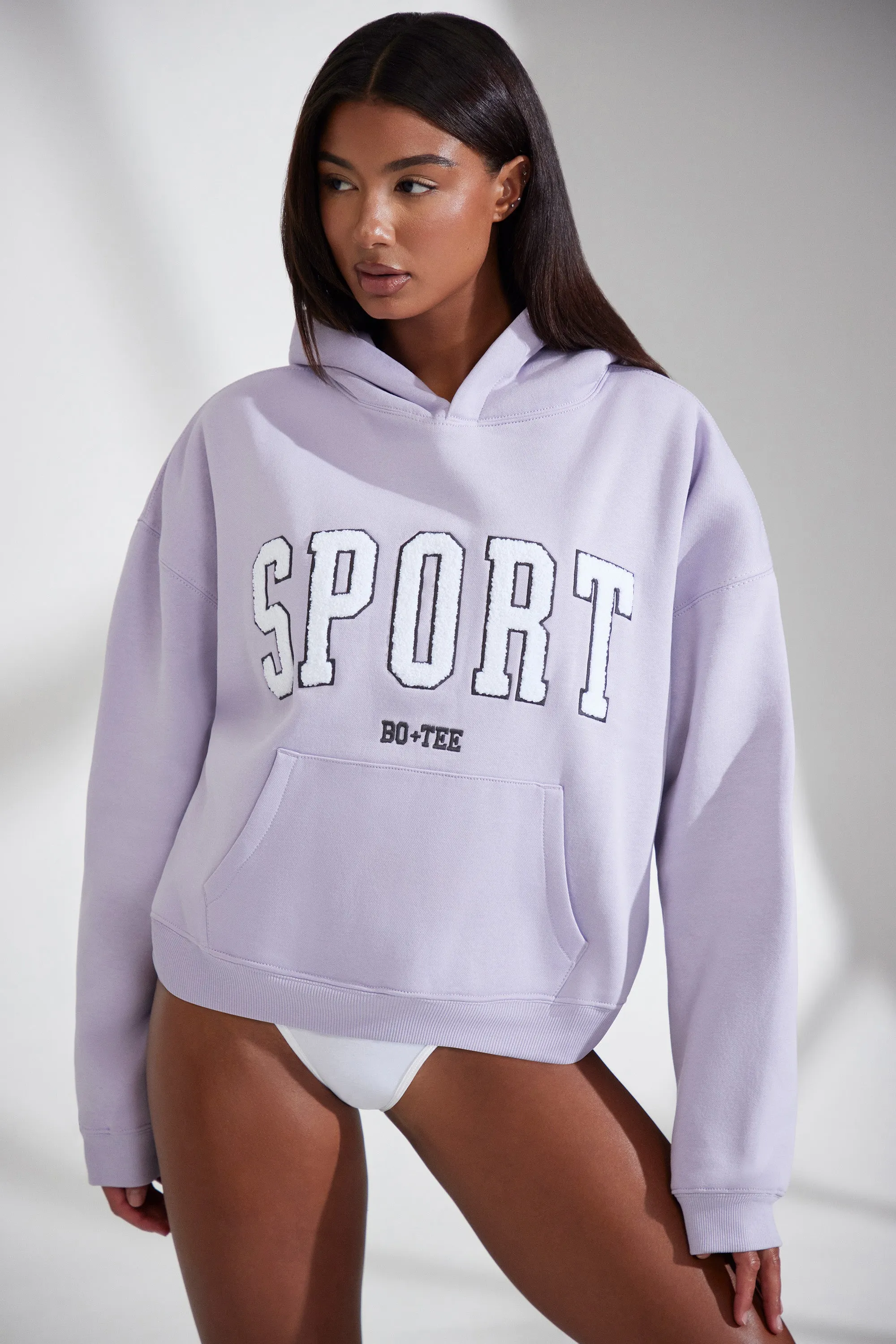 Varsity - Oversized Hooded Sweatshirt in Lavender sold by Bo + Tee product image thumbnail 5