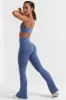 Match - Petite Cross Waistband Flare Pocket Leggings in Slate Blue sold by Bo + Tee