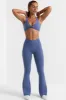 Match - Petite Cross Waistband Flare Pocket Leggings in Slate Blue sold by Bo + Tee