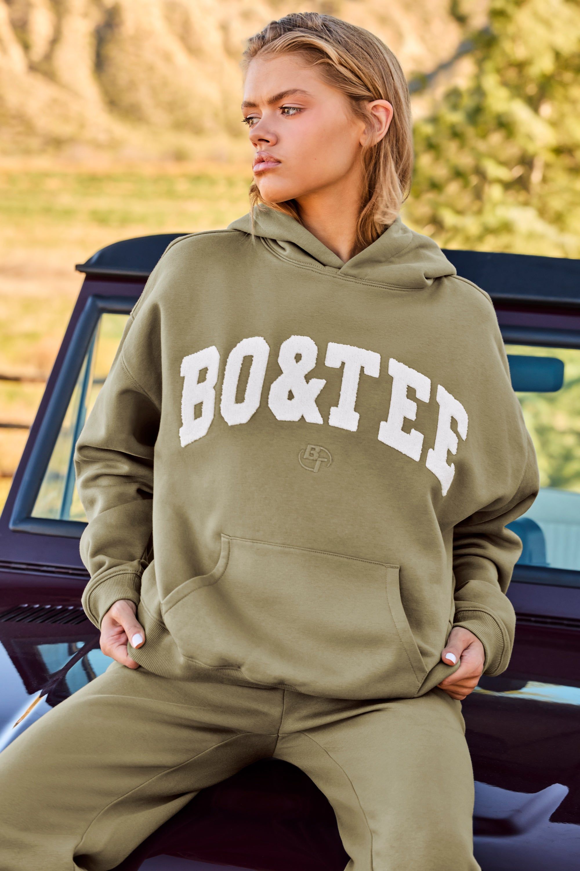 Comfort - Oversized Hooded Sweatshirt in Soft Olive sold by Bo + Tee product image thumbnail 8
