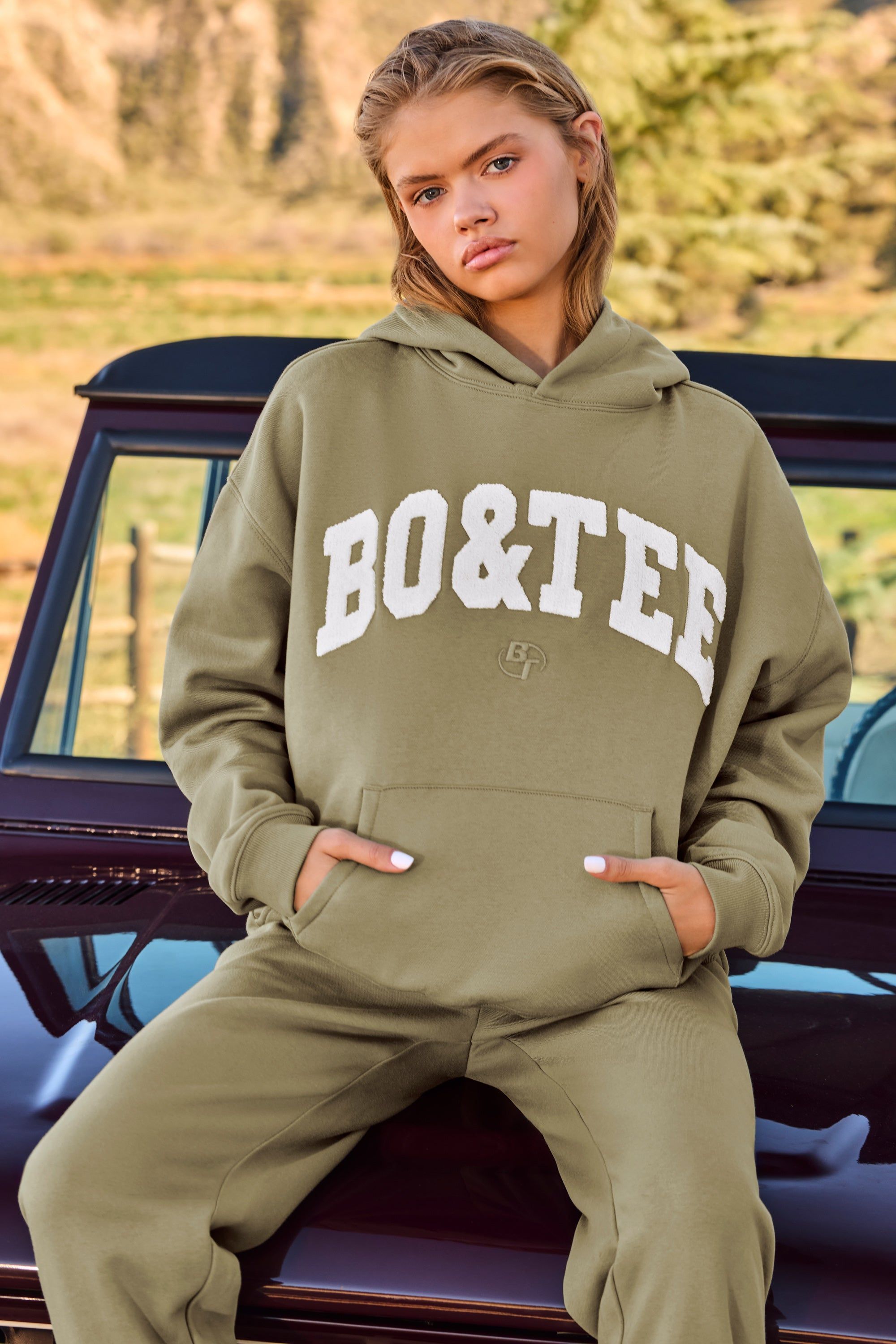 Comfort - Oversized Hooded Sweatshirt in Soft Olive sold by Bo + Tee product image thumbnail 5