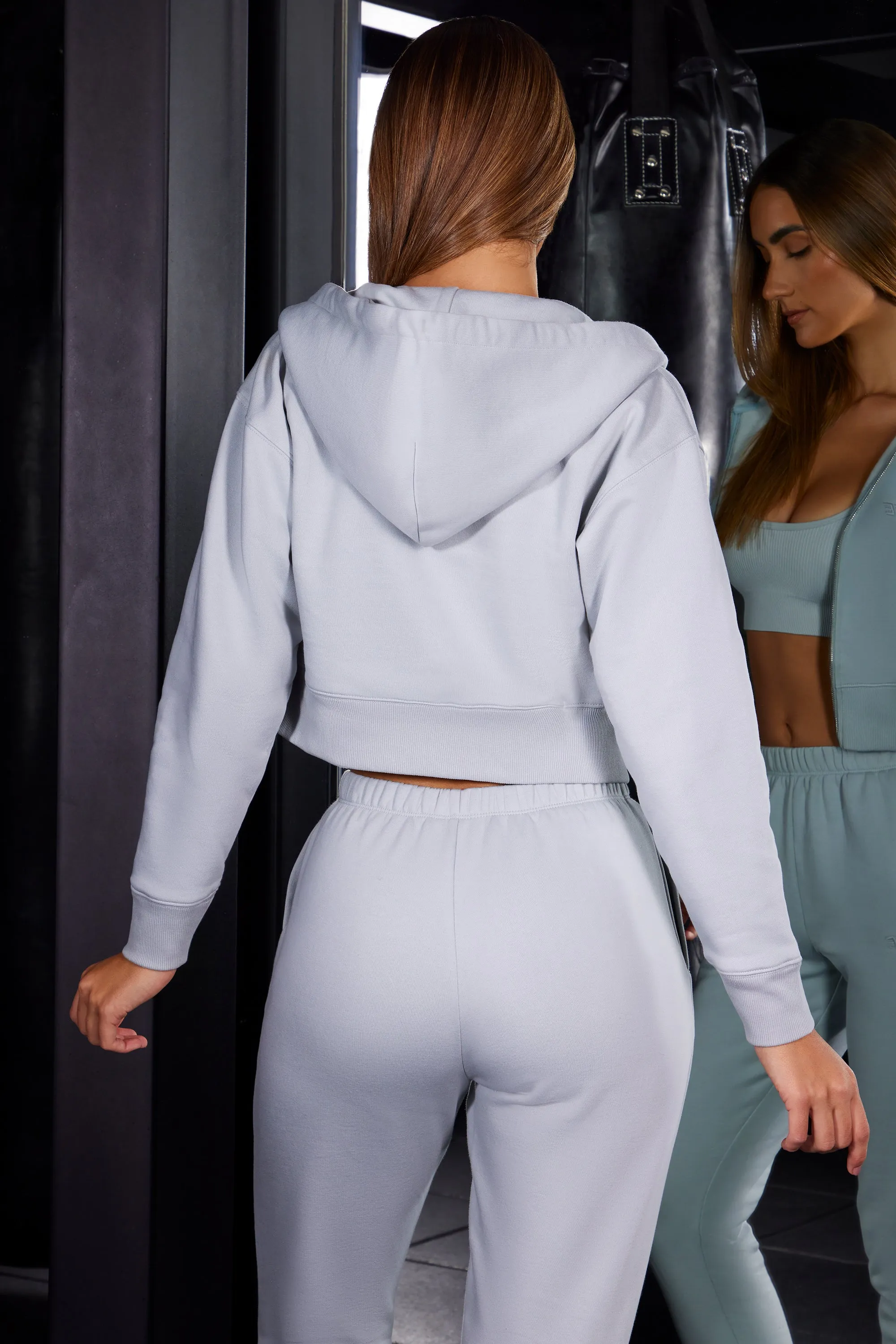 Soaring - Zip Up Cropped Hooded Jacket in Grey sold by Bo + Tee product image thumbnail 3