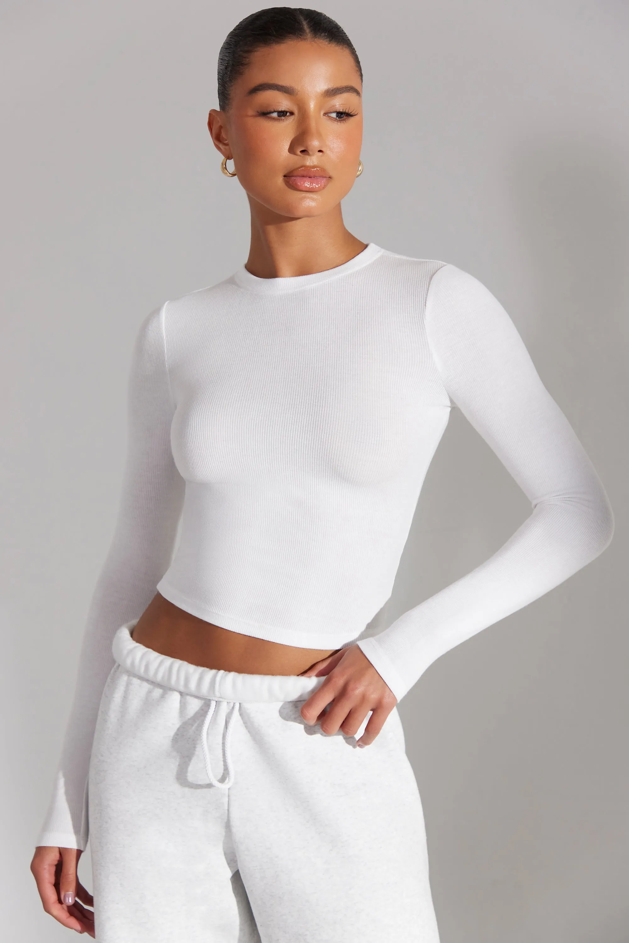 Elementary - Soft Rib Long Sleeve Top in White sold by Bo + Tee product image thumbnail 5