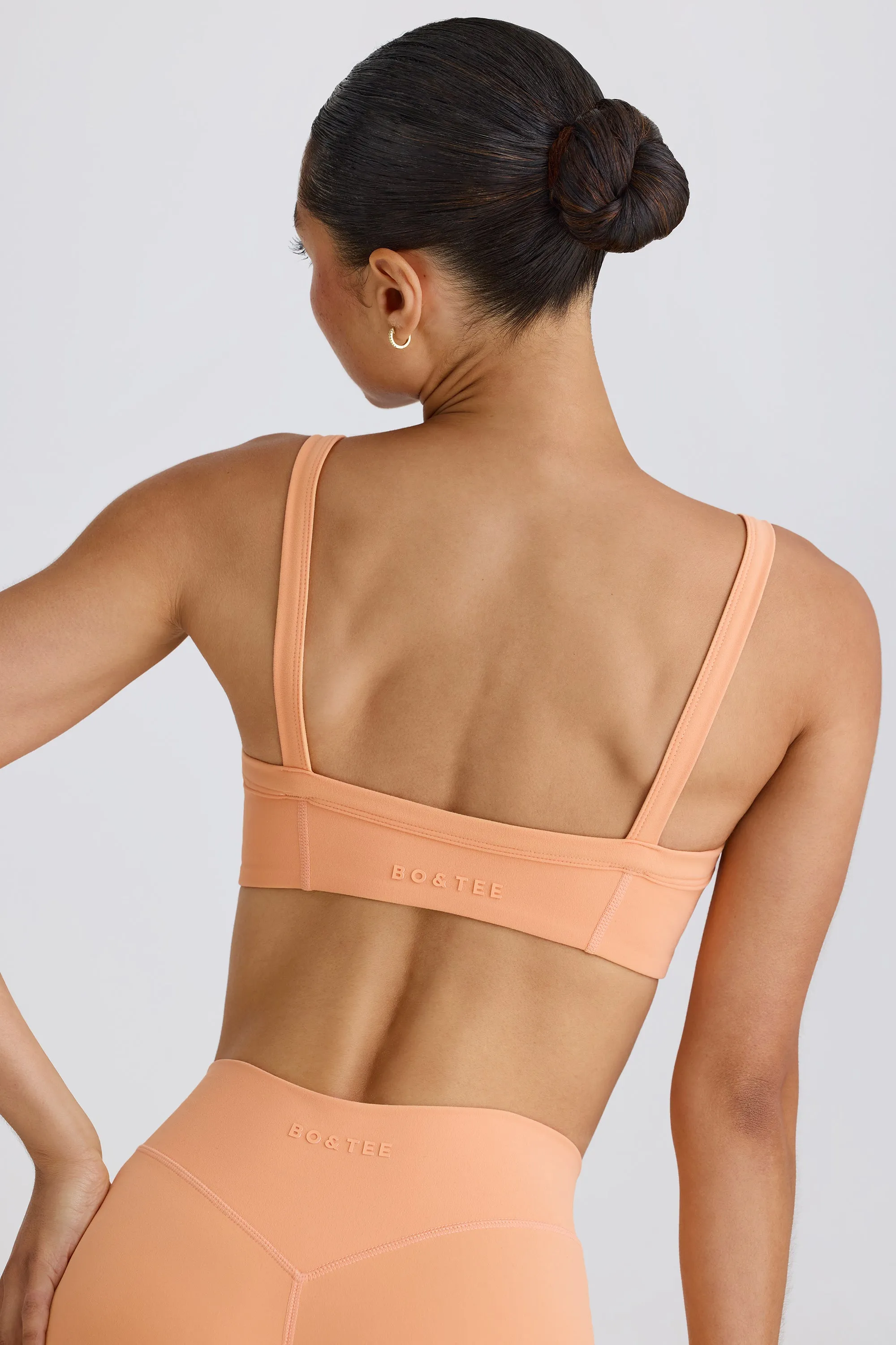 Soft Active Contrast-Trim Sports Bra in Peach sold by Bo + Tee product image thumbnail 3