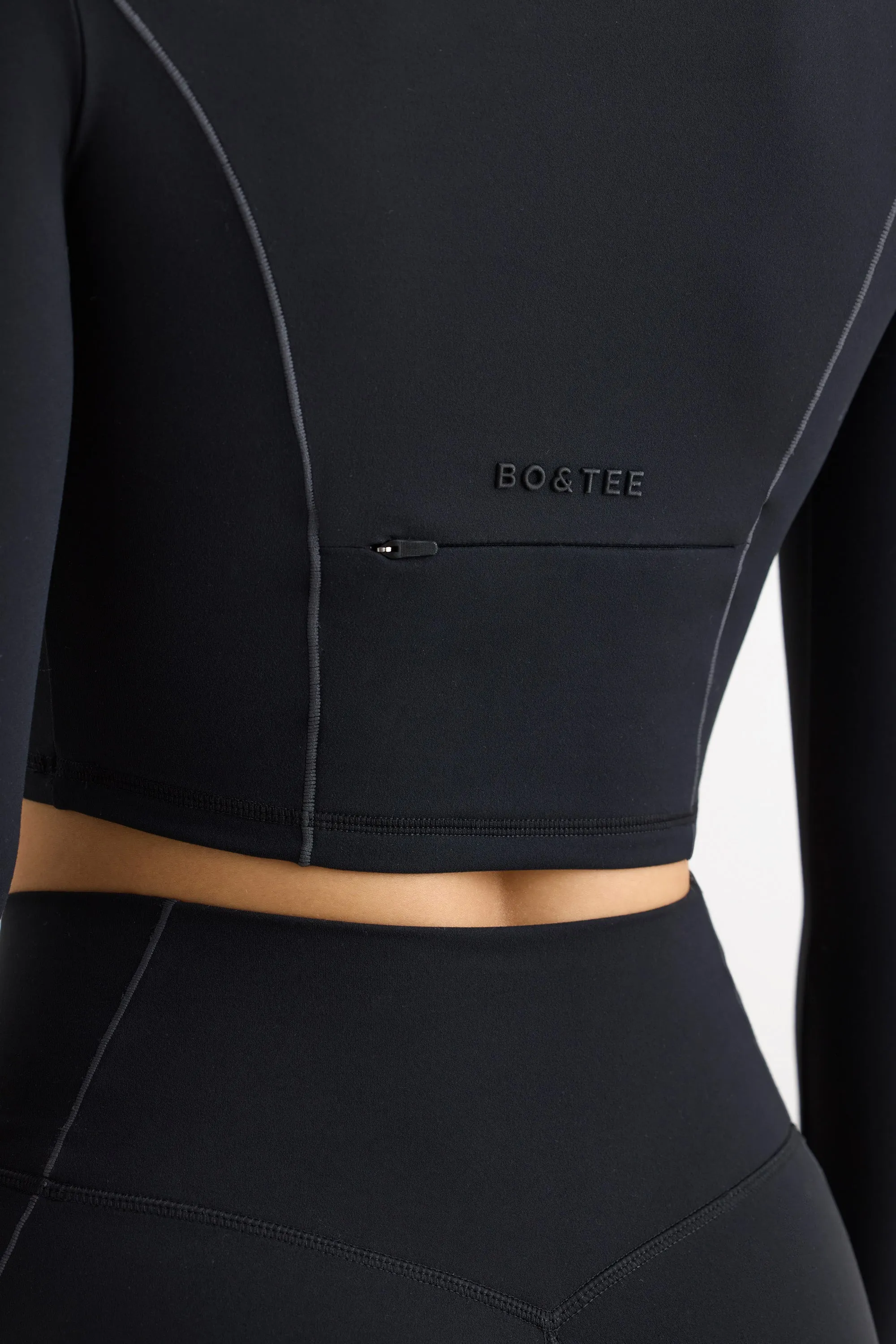 Soft Active Half Zip Crop Top in Black sold by Bo + Tee product image thumbnail 4