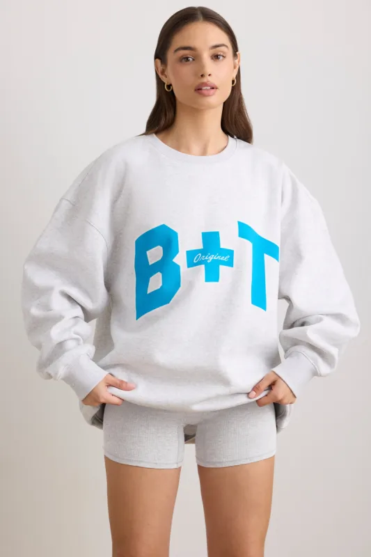 Classic - Oversized Crew Neck Sweatshirt in Grey Marl sold by Bo + Tee