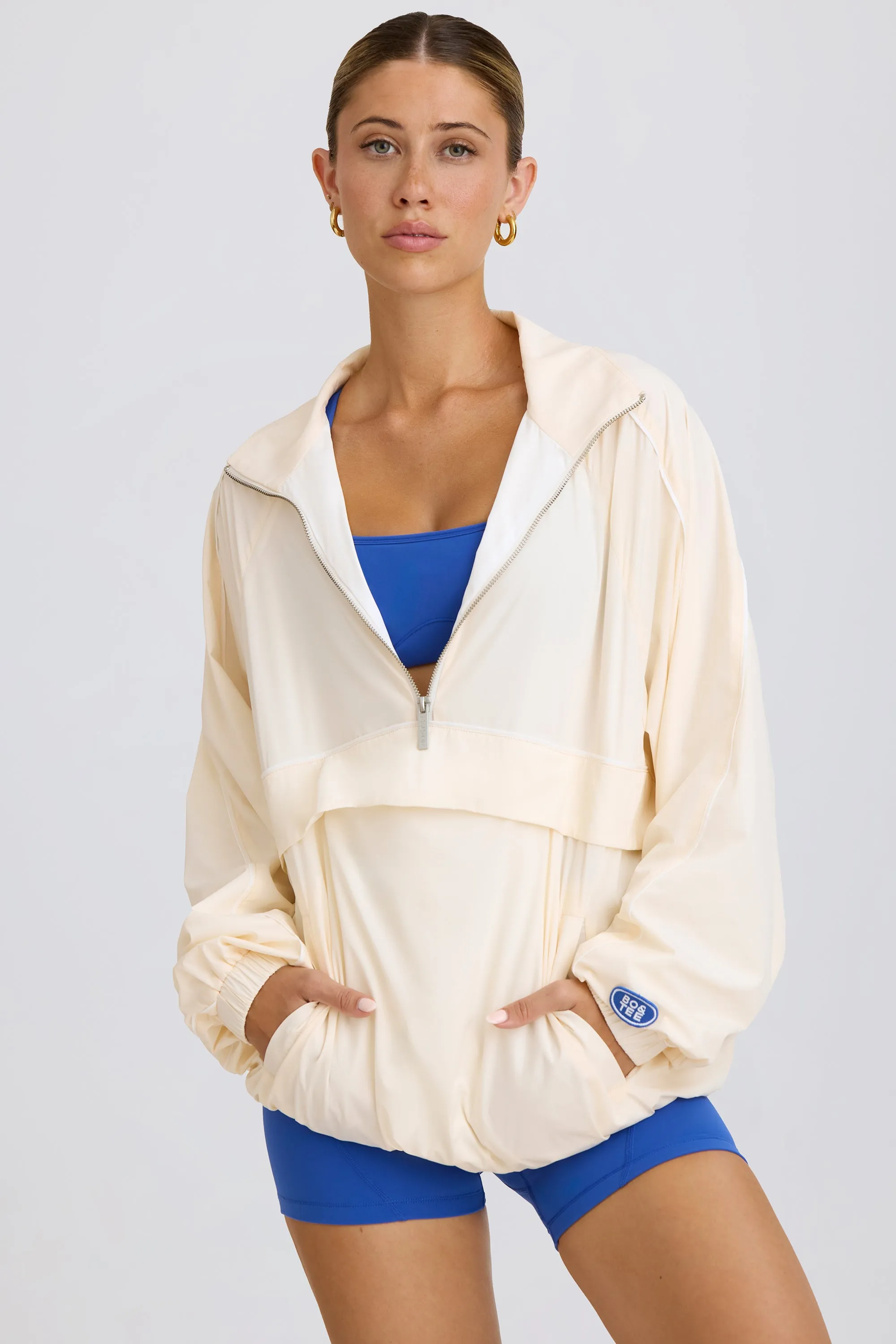 Oversized Track Jacket in White sold by Bo + Tee