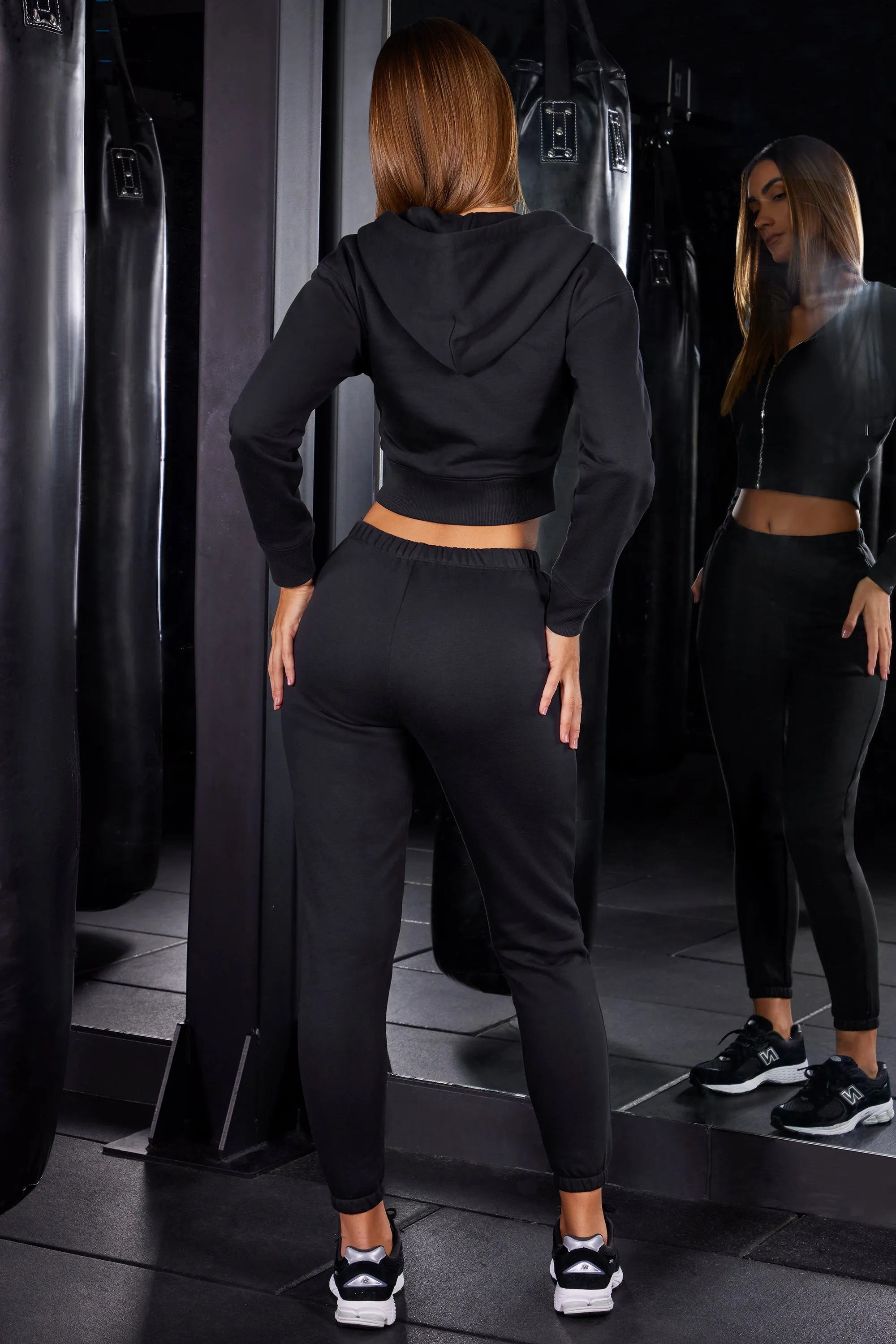 Soaring - Zip Up Cropped Hooded Jacket in Black sold by Bo + Tee product image thumbnail 3