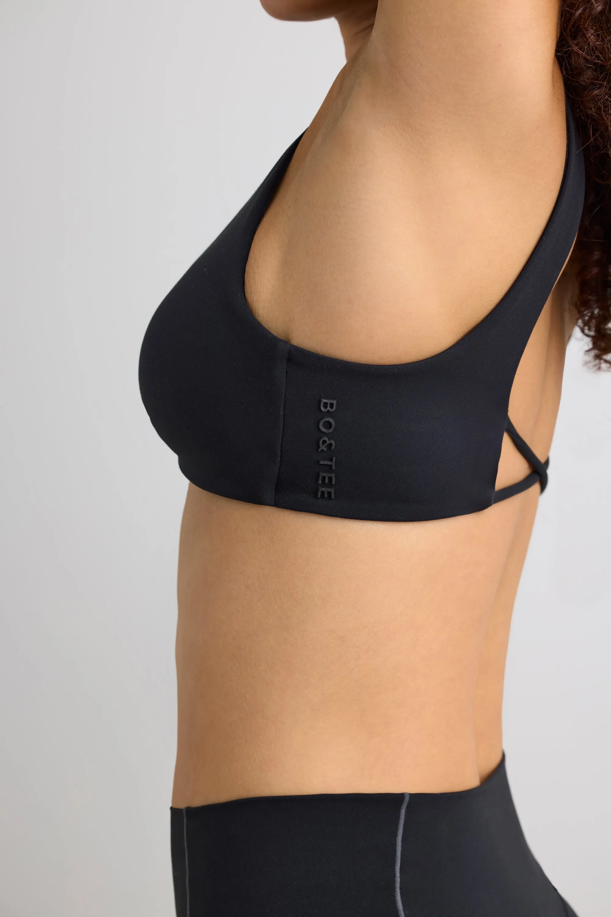 Soft Active V-Neck Sports Bra in Black sold by Bo + Tee product image thumbnail 5