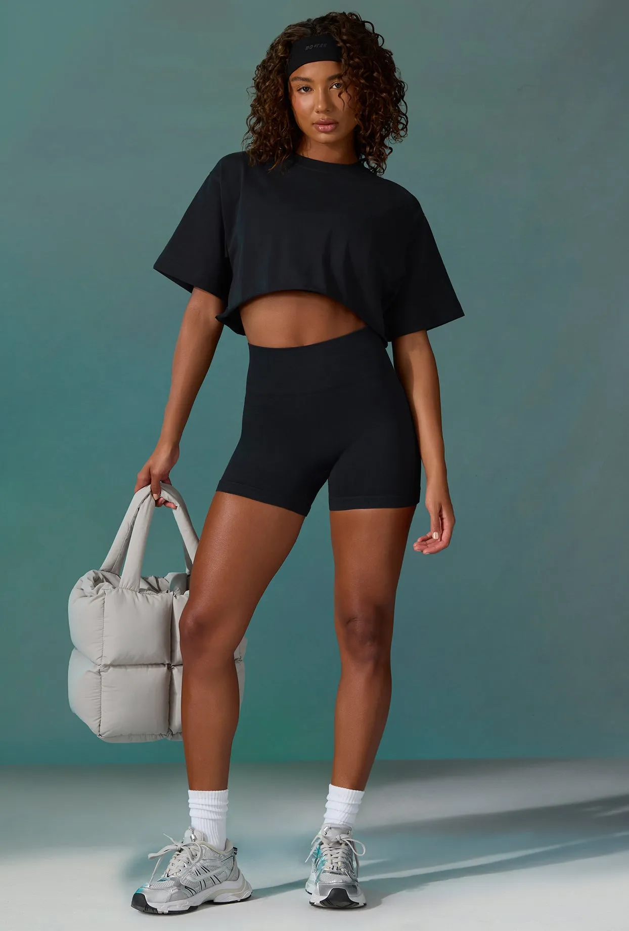 Level Up - Cotton Cropped Oversized T-Shirt in Black sold by Bo + Tee product image thumbnail 5