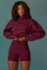Progress - Cropped Drawstring Hooded Sweatshirt in Plum sold by Bo + Tee