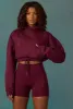 Progress - Cropped Drawstring Hooded Sweatshirt in Plum sold by Bo + Tee