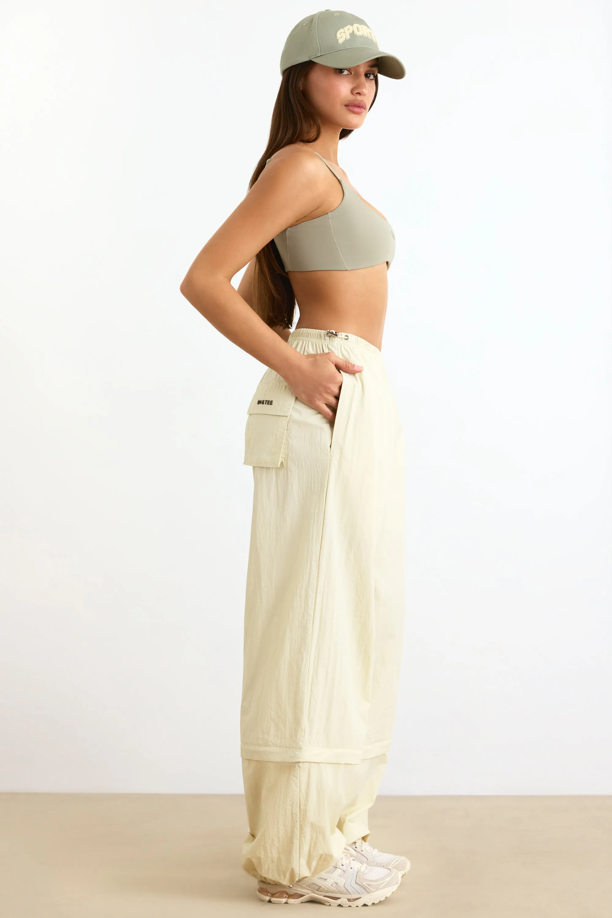 Convertible Wide Leg Track Pants in Bone sold by Bo + Tee product image thumbnail 2