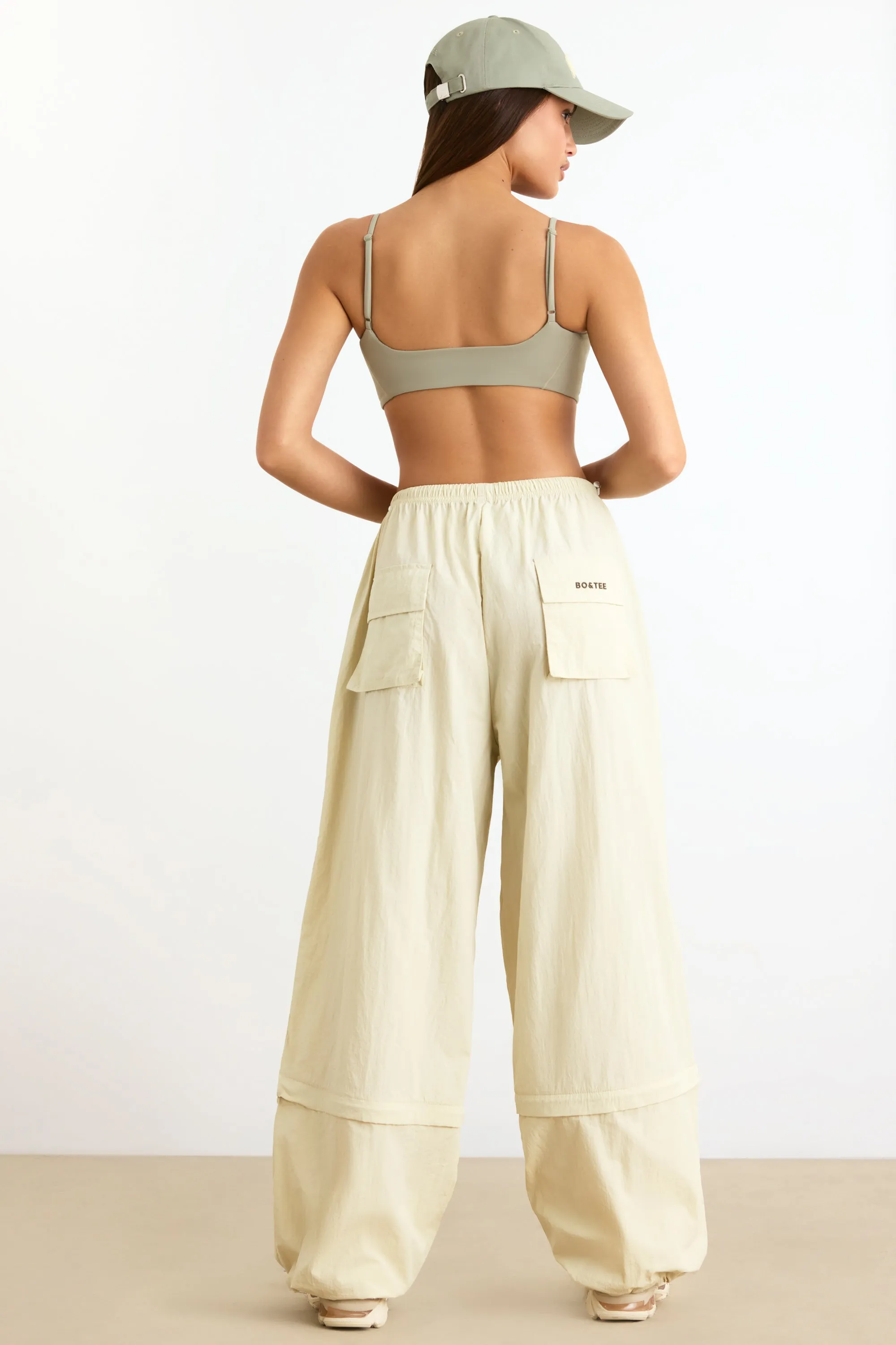 Convertible Wide Leg Track Pants in Bone sold by Bo + Tee product image thumbnail 3