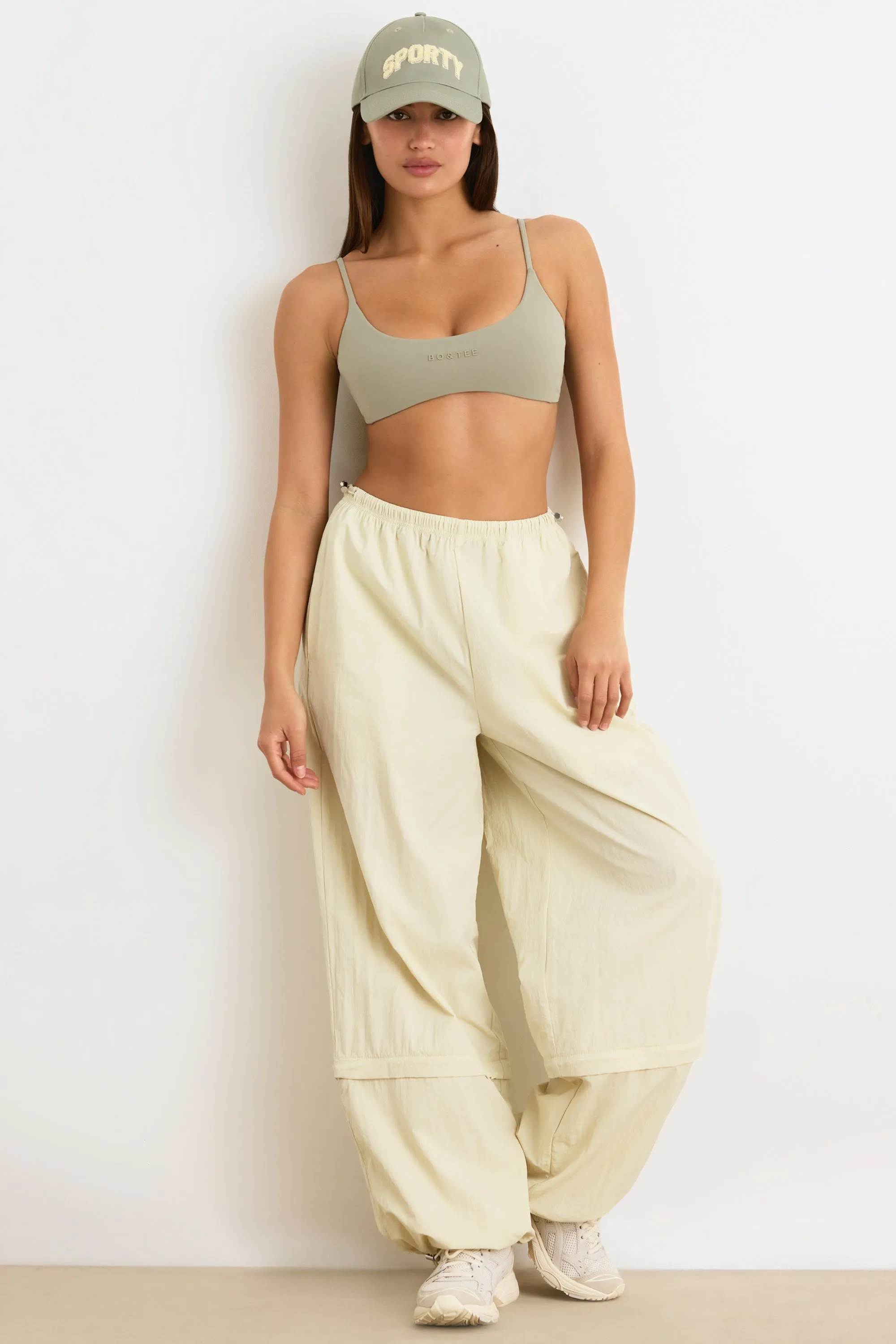 Convertible Wide Leg Track Pants in Bone sold by Bo + Tee product image thumbnail 5