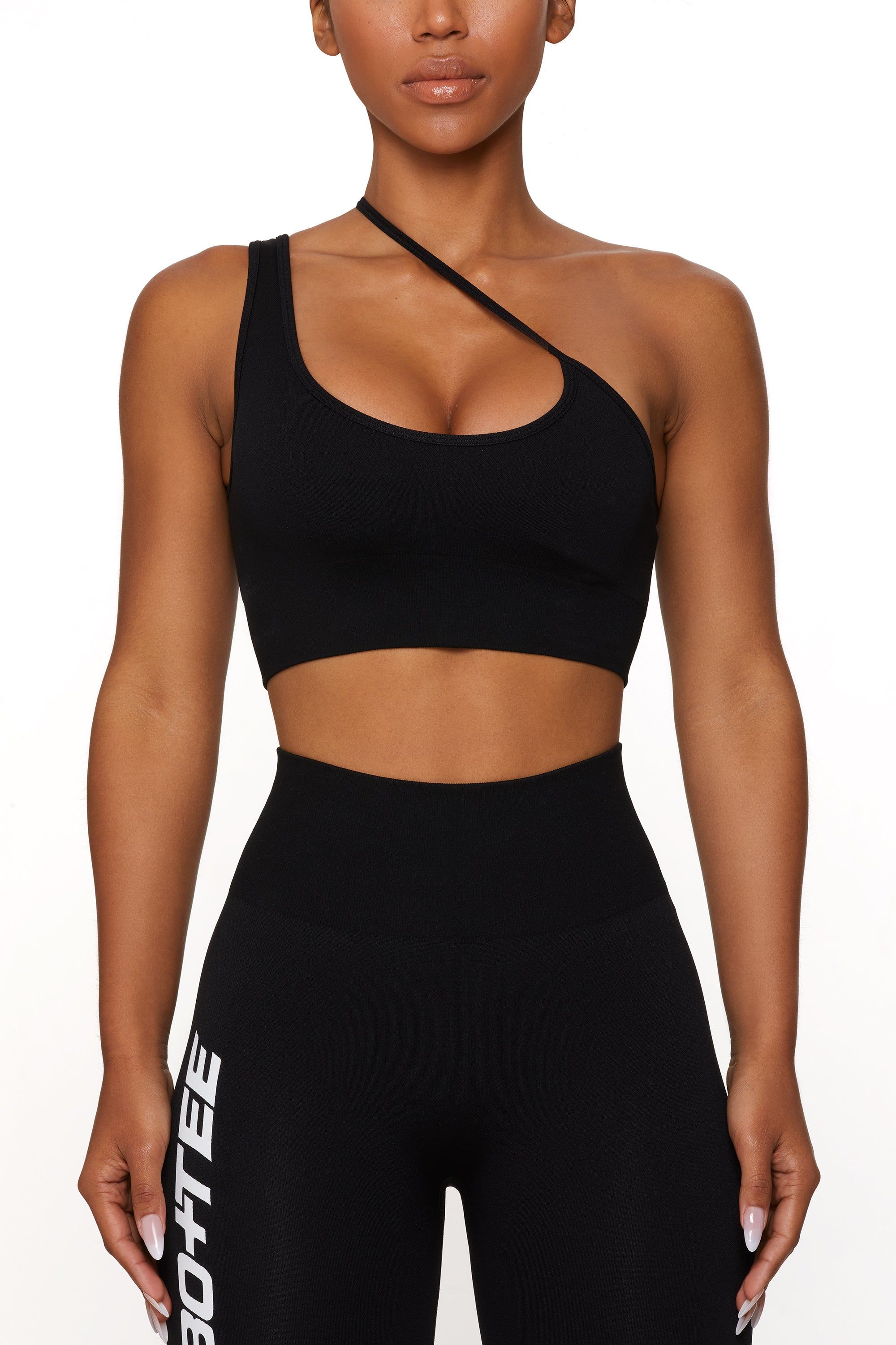Evolve - Asymmetric Seamless Crop Top in Black sold by Bo + Tee product image thumbnail 6
