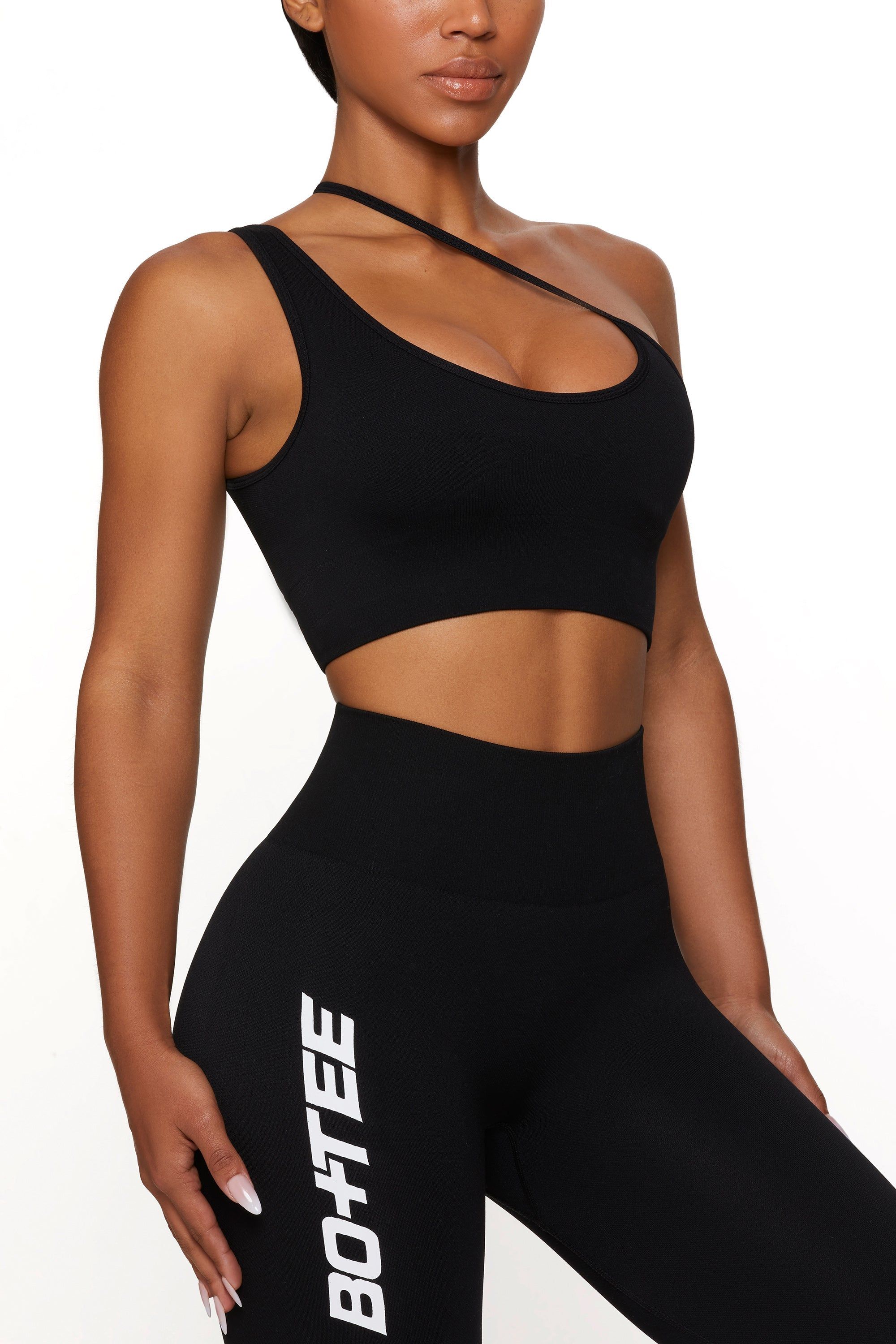Evolve - Asymmetric Seamless Crop Top in Black sold by Bo + Tee product image thumbnail 5
