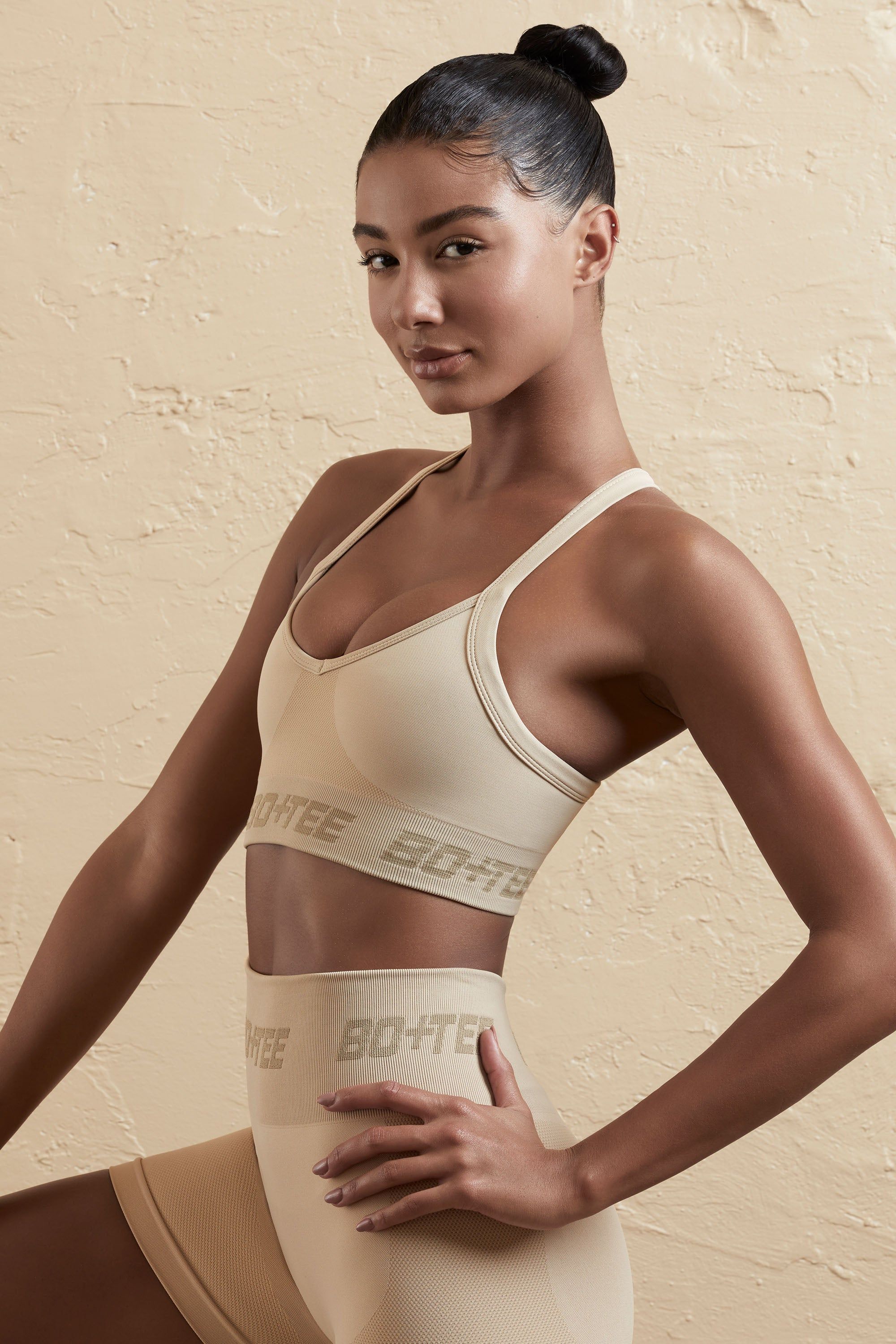 Undefeated - Cross Back Sports Bra in Beige sold by Bo + Tee product image thumbnail 2