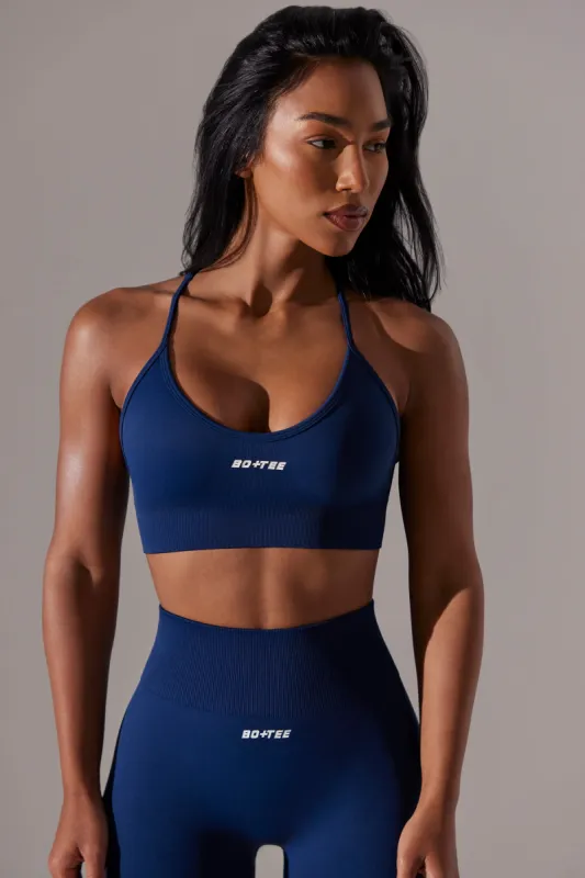 Scoop Neck Multi Strap Sports Bra in Navy sold by Bo + Tee