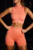 Progression - Super Sculpt Seamless High Neck Crop Top in Coral Orange sold by Bo + Tee