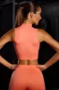 Progression - Super Sculpt Seamless High Neck Crop Top in Coral Orange sold by Bo + Tee