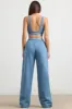 High-Waist Straight-Leg Joggers in Steel Blue sold by Bo + Tee