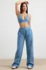 High-Waist Straight-Leg Joggers in Steel Blue sold by Bo + Tee
