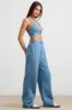 High-Waist Straight-Leg Joggers in Steel Blue sold by Bo + Tee
