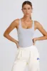 Soft Active Open-Back Bodysuit in Grey Marl sold by Bo + Tee