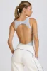 Soft Active Open-Back Bodysuit in Grey Marl sold by Bo + Tee