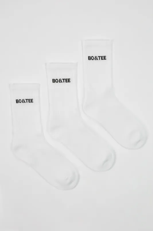 Ribbed Crew Sock Bundle in White sold by Bo + Tee