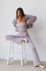 Petite Fold Over Kick Flare Chunky Knit Trousers in Dusty Lavender sold by Bo + Tee