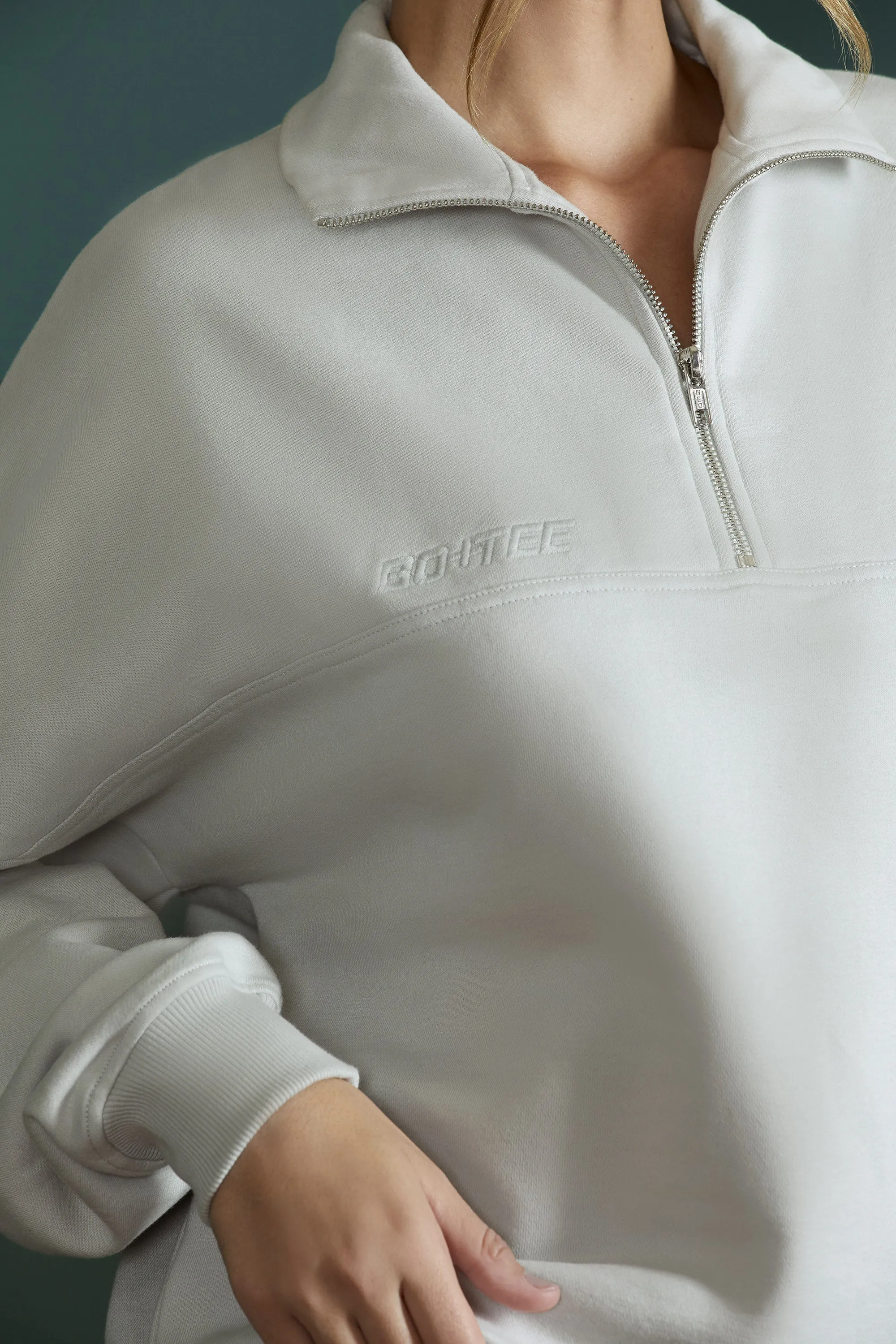 Oversized Half Zip Sweatshirt in Grey sold by Bo + Tee product image thumbnail 4