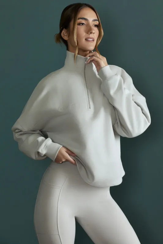 Oversized Half Zip Sweatshirt in Grey sold by Bo + Tee