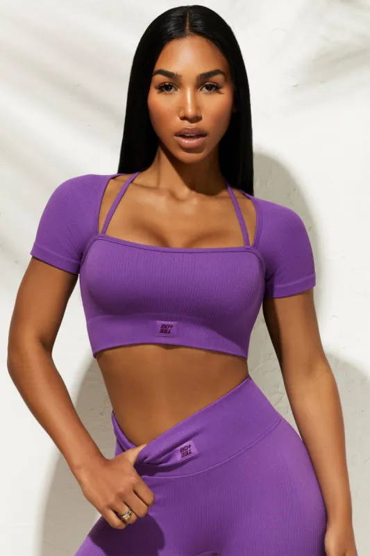 High Energy - Short Sleeve Crop Top in Purple sold by Bo + Tee